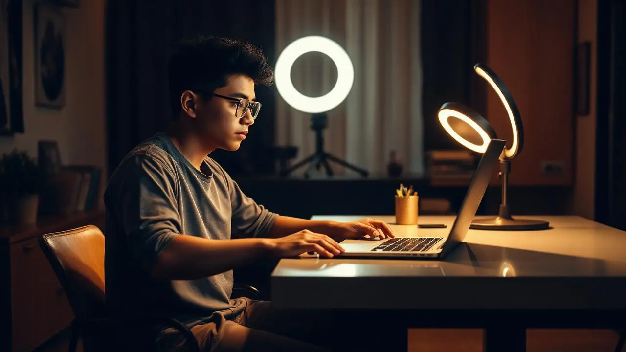 Criador de conteúdo brasileiro preocupado em frente ao notebook após ter conta Instagram desativada
